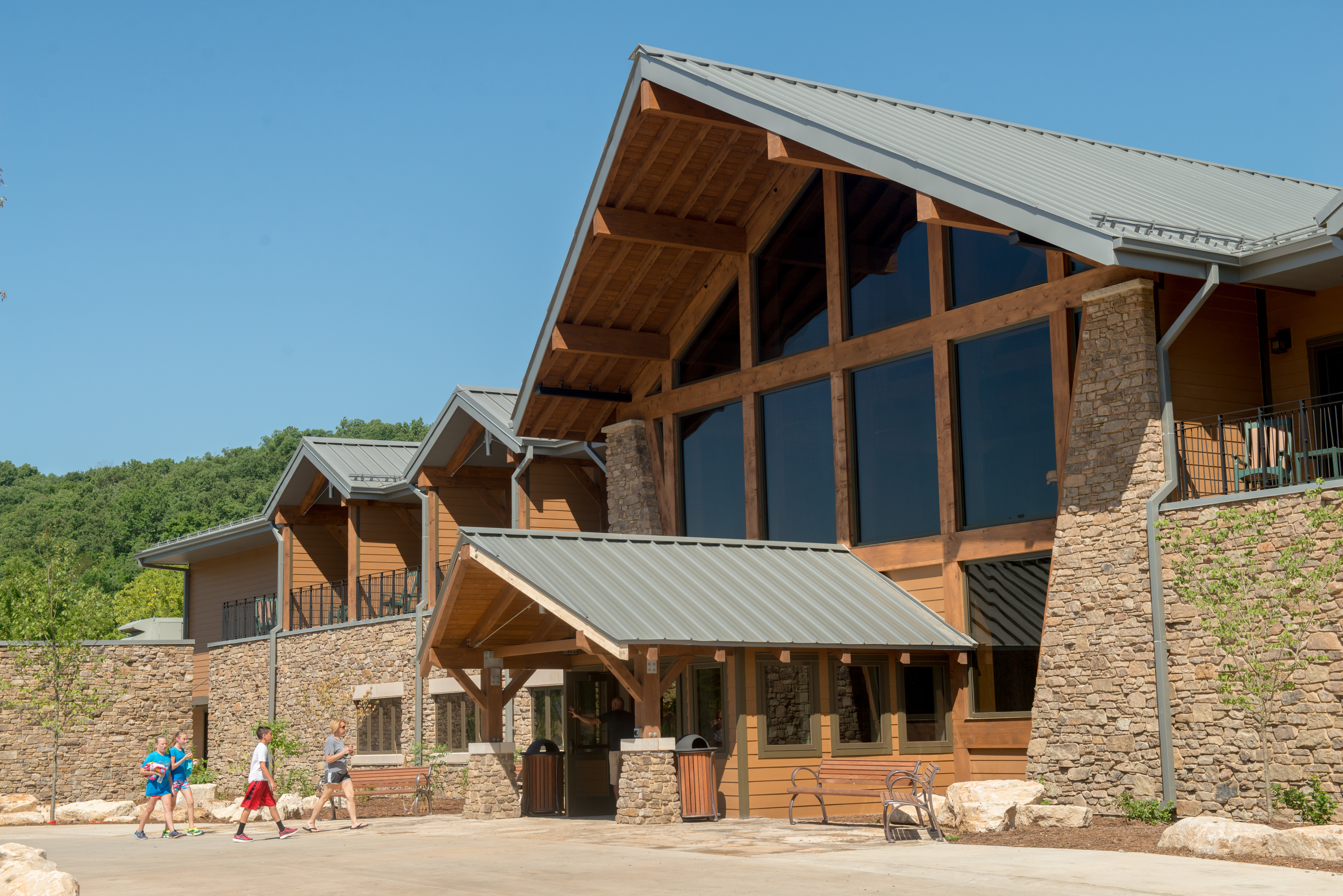 Entrance to main cabin at Echo Bluffs state park