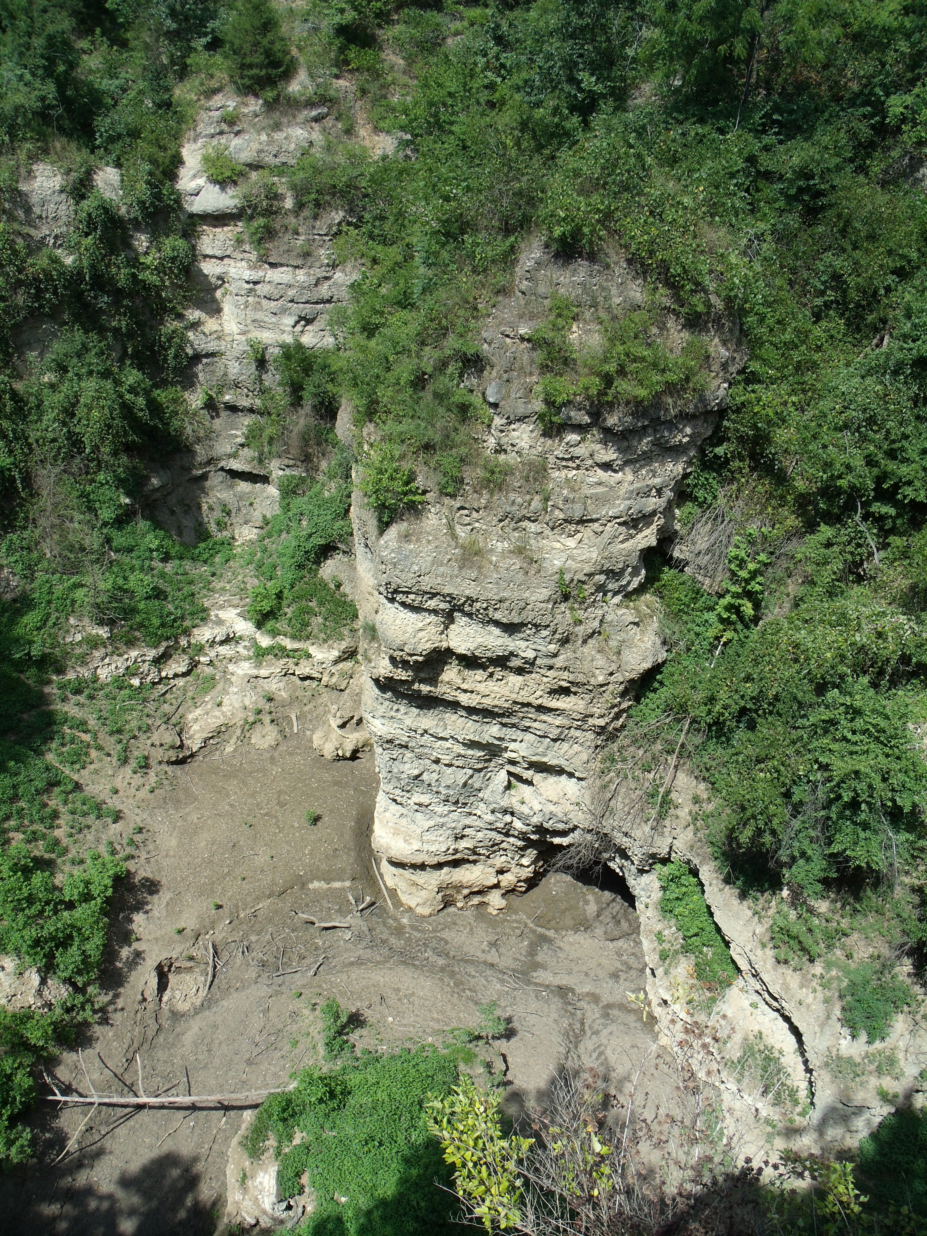 Aerial view of a cliff face