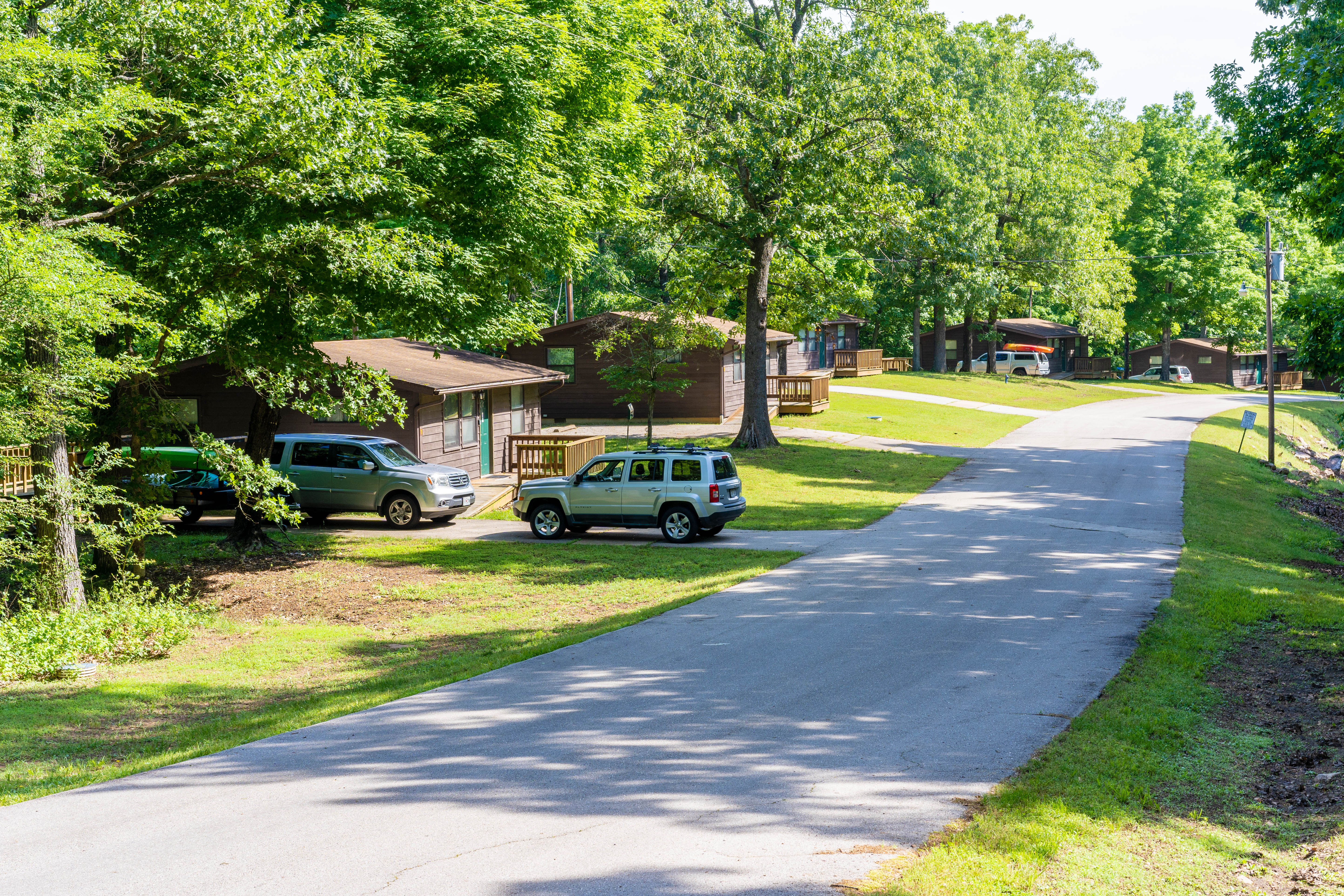 A trail by a few cabins
