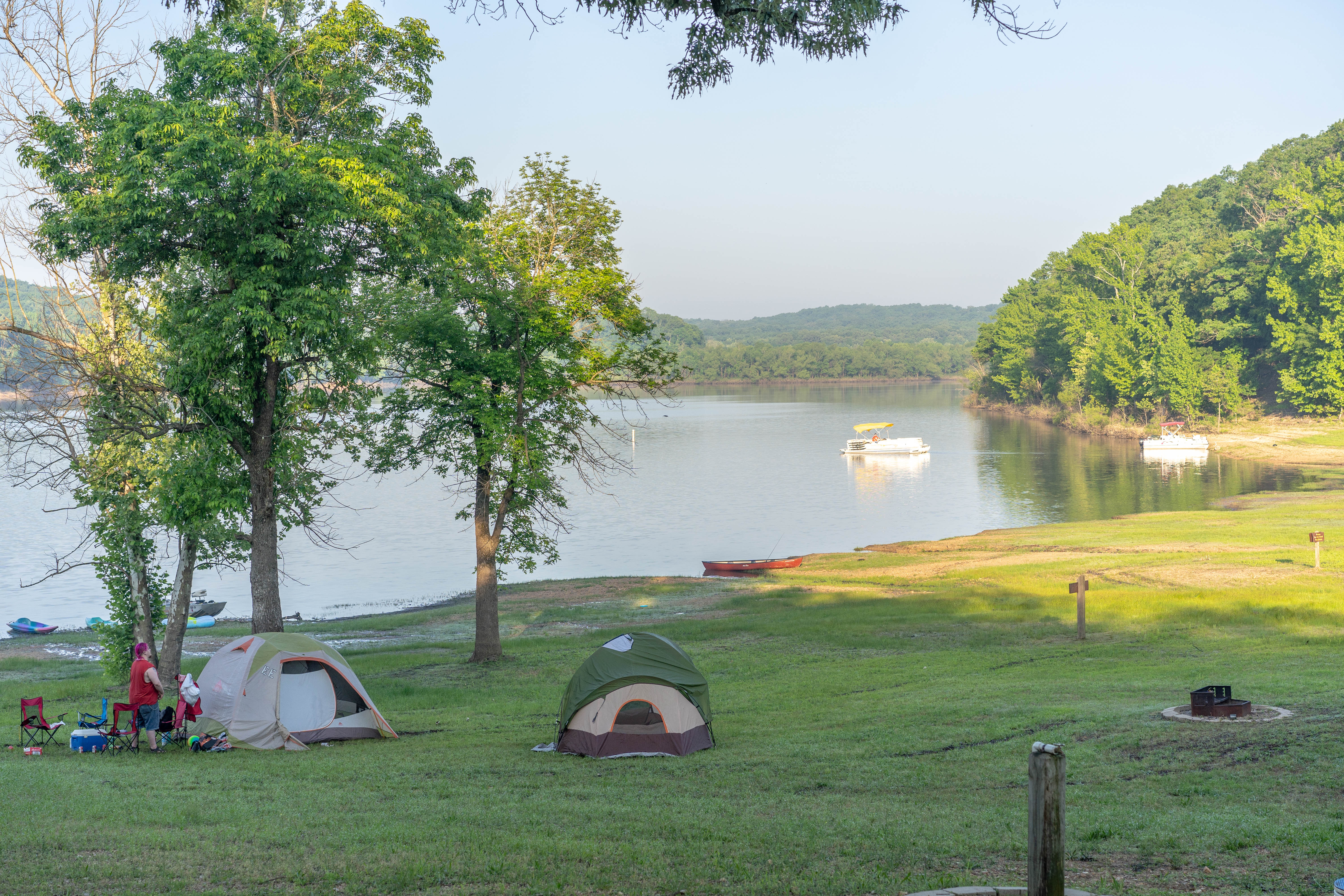 Tents by the water