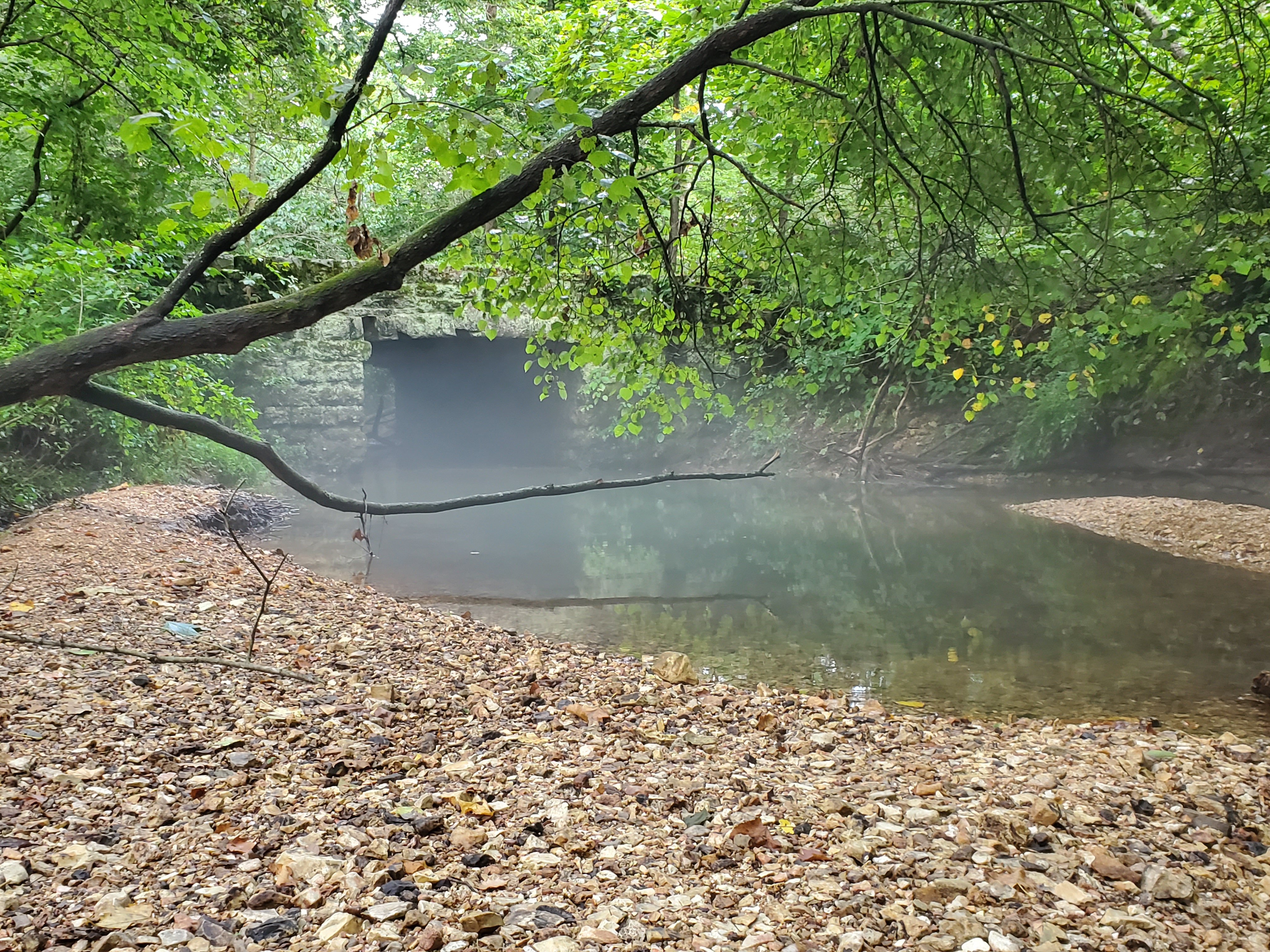 A river with fog coming off of it