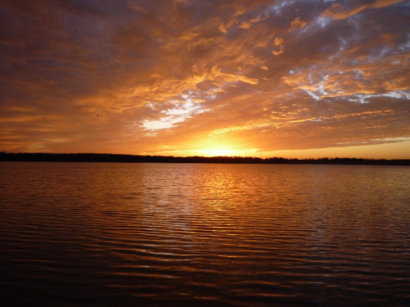Sunset over the water