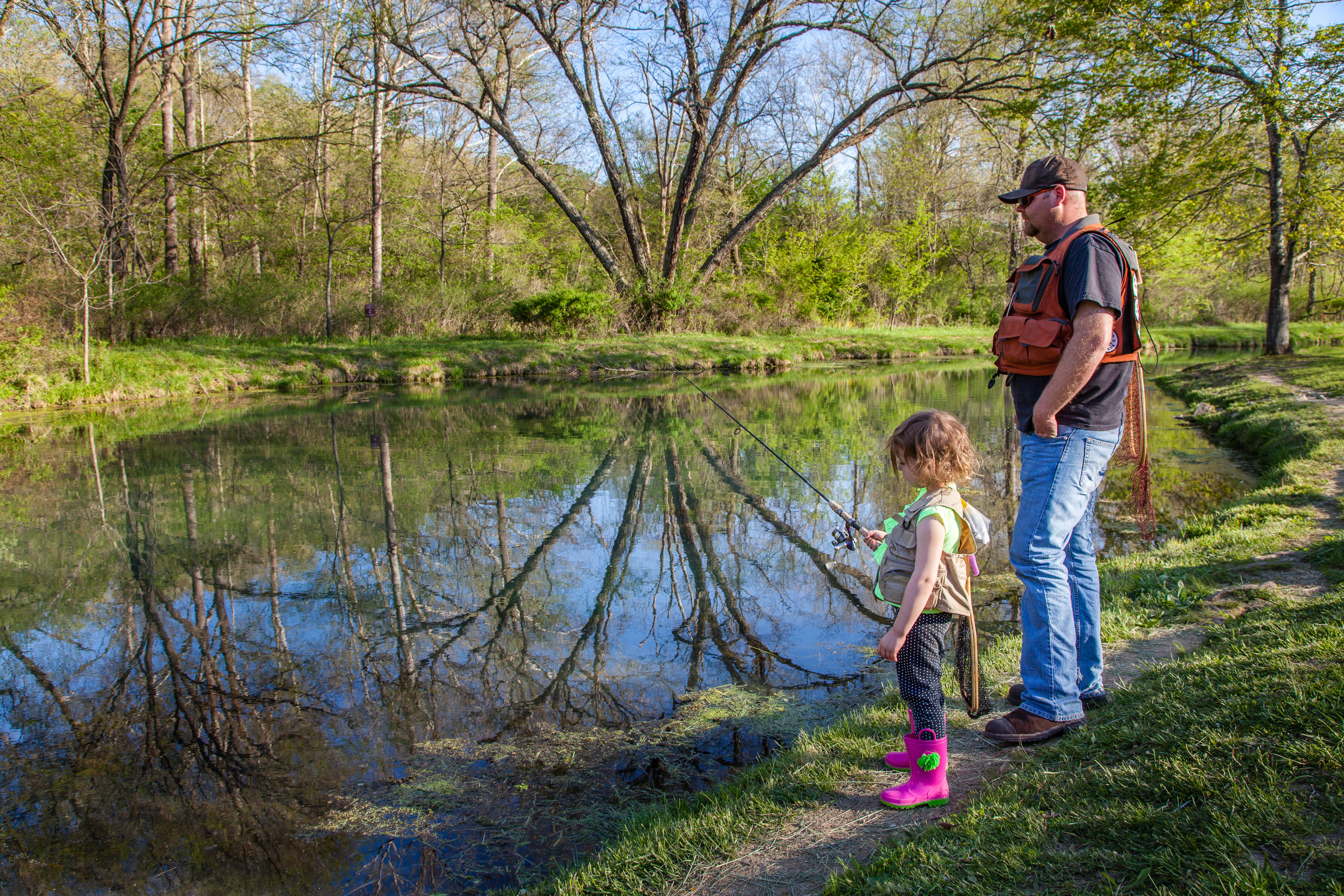 A father and daughter fishing