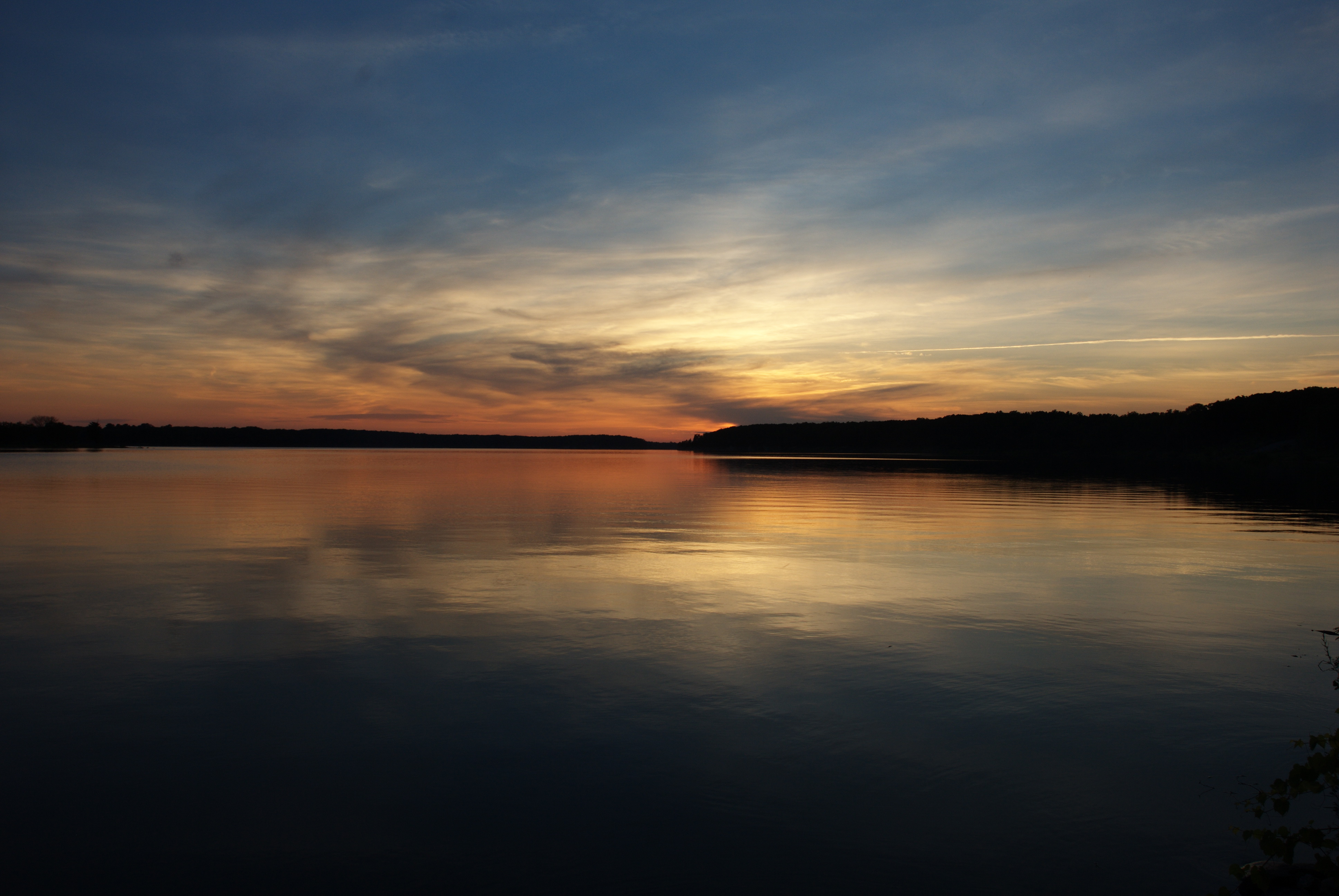 Sunset over the water