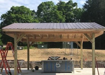 Fish cleaning station under open pavilion