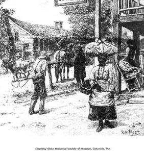 A group of slaves shopping in town