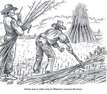 A drawing depicting two slaves working the fields