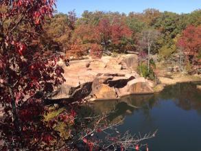 overlook of water with fall color