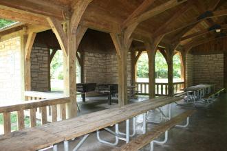 inside of one of the picnic shelters