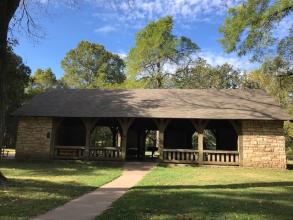 Outside of a picnic shelter