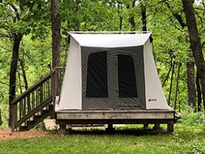 A locked platform tent