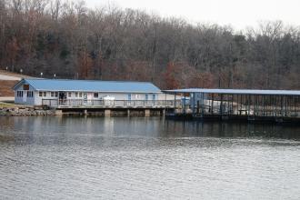 a marina and some boat slips at the Lake of the Ozarks State Park