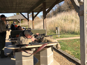 A hunter practicing target shooting