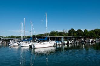 boats parked in the boat slips