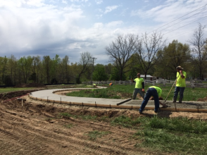 men working on trail construction