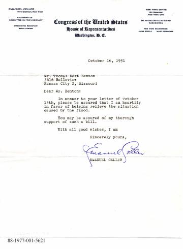 Celler's Response to Benton's Lithograph