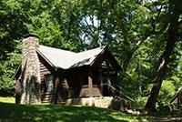 A log cabin in the woods