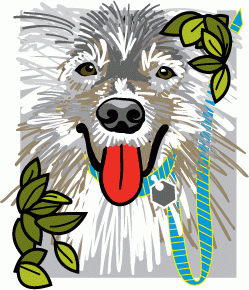 Illustration of a dog on a leash