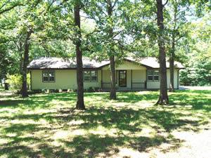 House in grassy areas with trees in the foreground