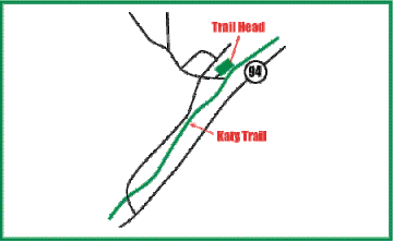 Map showing location of the Matson Trailhead on the Katy Trail