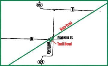 Map showing location of the Green Ridge Trailhead on the Katy Trail