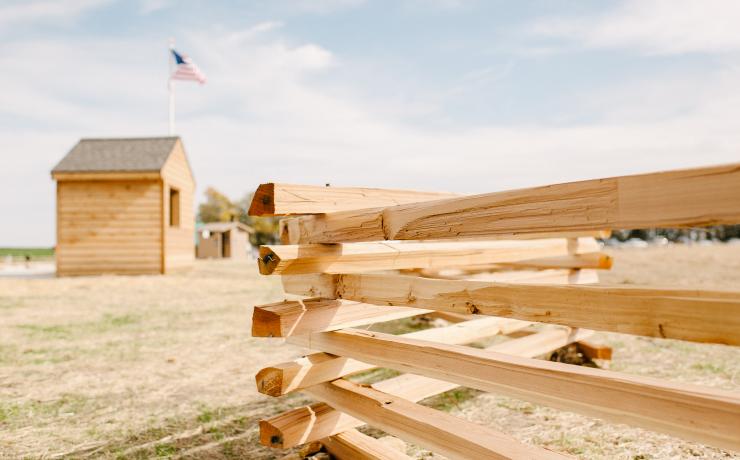 Close up image of a wooden fence