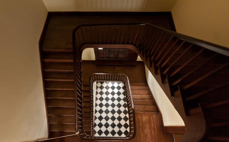 Aerial view of a stair case