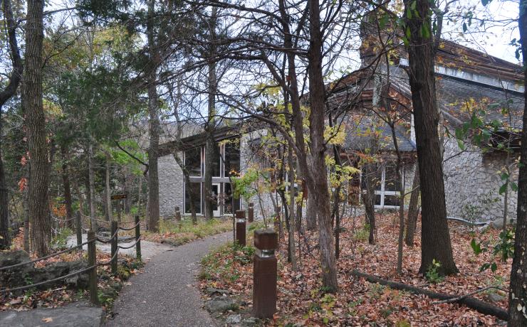 A building in the woods