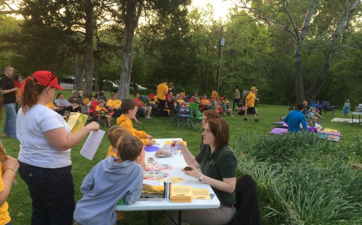 People gathered in a field