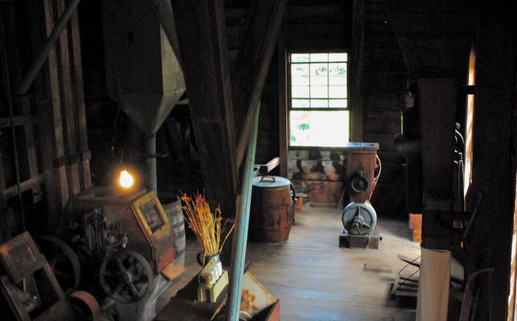 A historical mill on display