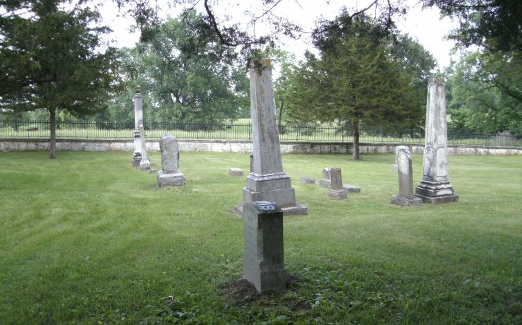 Grave markers in a field