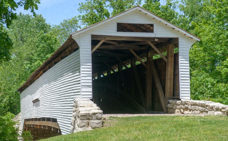 Entrance to a covered bridge