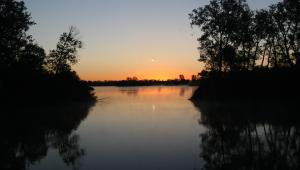 Sunset over the water