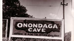 A sign saying Onondaga Cave