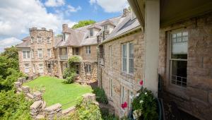 View of the outside of the Bothwell Historical Site from a balcony 
