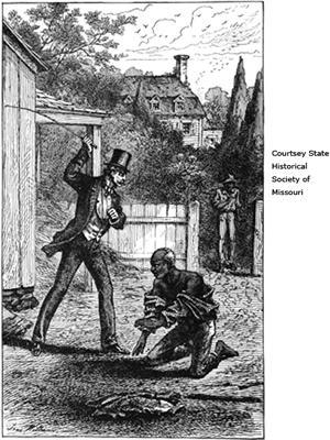 A drawing showing a slave being whipped