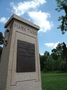 monument marking where the cabin originally sat
