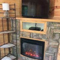 Fake fireplace in an entertainment stand