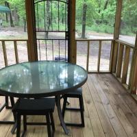 Table sitting on a deck